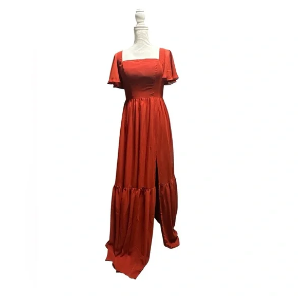 NWT, Elegant Red / Copper Color Maxi Dress - Picture 1 of 10